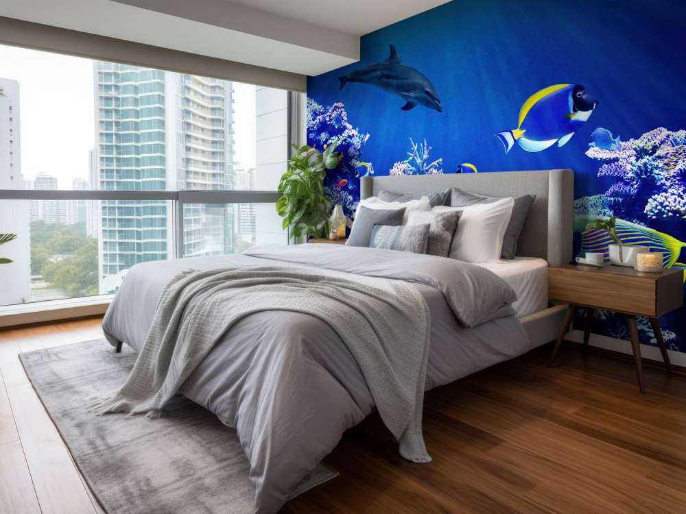 Le monde sous-marin en bleu