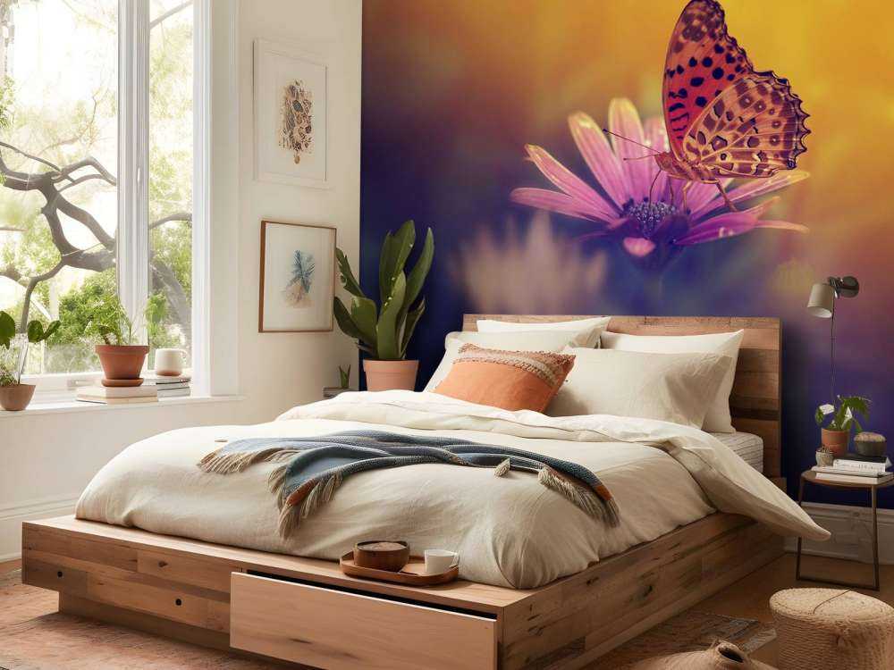 Papillon rouge sur une fleur