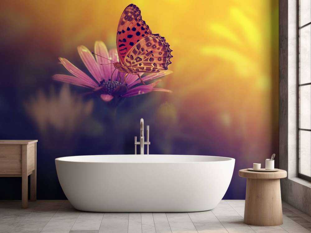 Papillon rouge sur une fleur