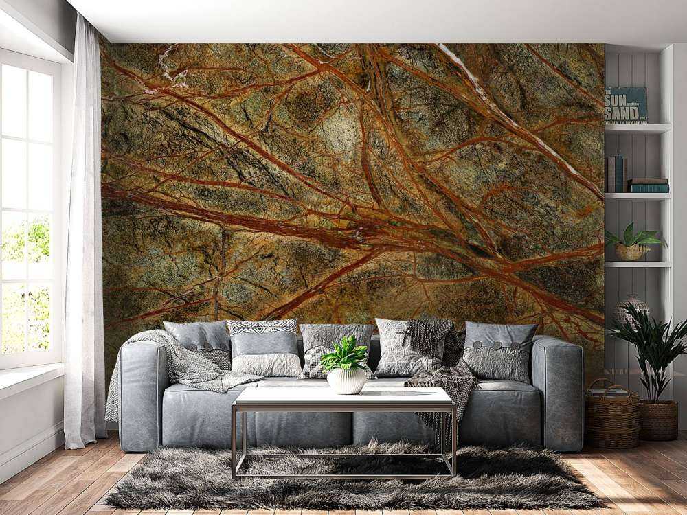 Marbre vert avec des veines colorées