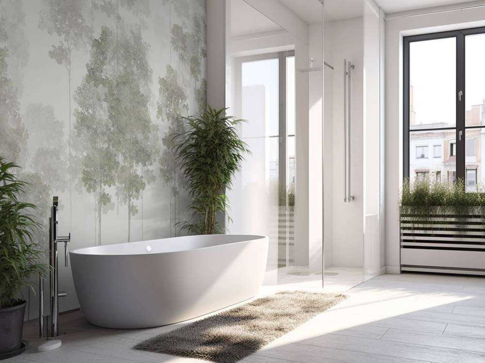 Forêt peinte dans la brume