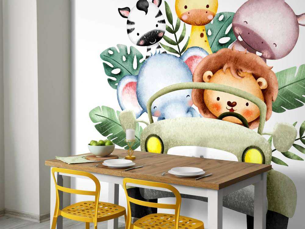 Animaux de safari dans une jeep