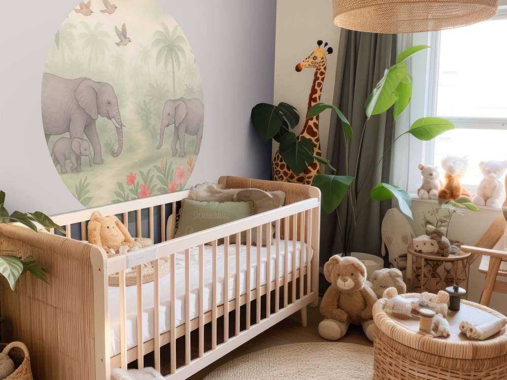 Promenade d'éléphants parmi les fleurs tropicales