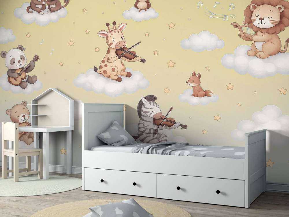 Concert d'oiseaux dans les nuages - jaune