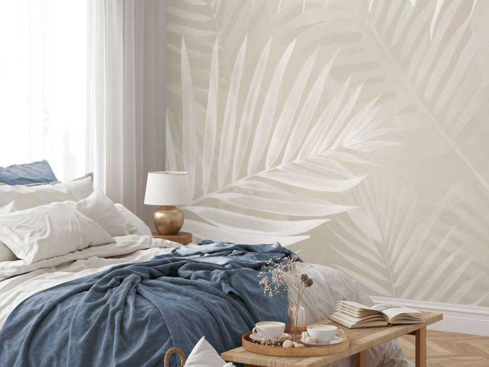Feuilles de palmier brumeuses - beige