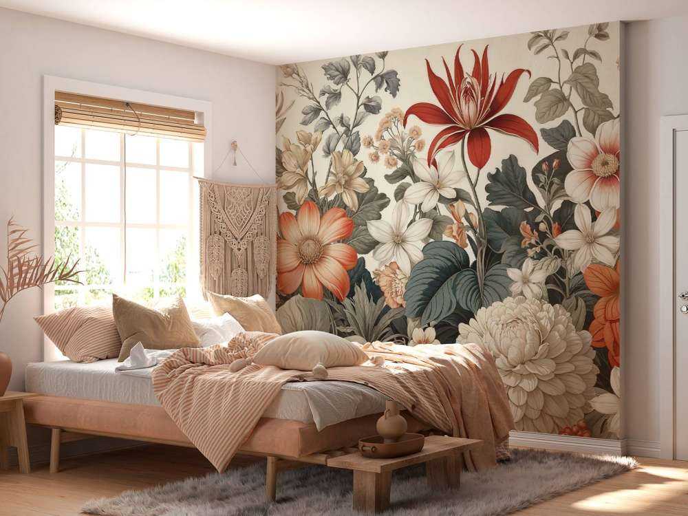 Fleurs luxuriantes dans des tons terreux chauds