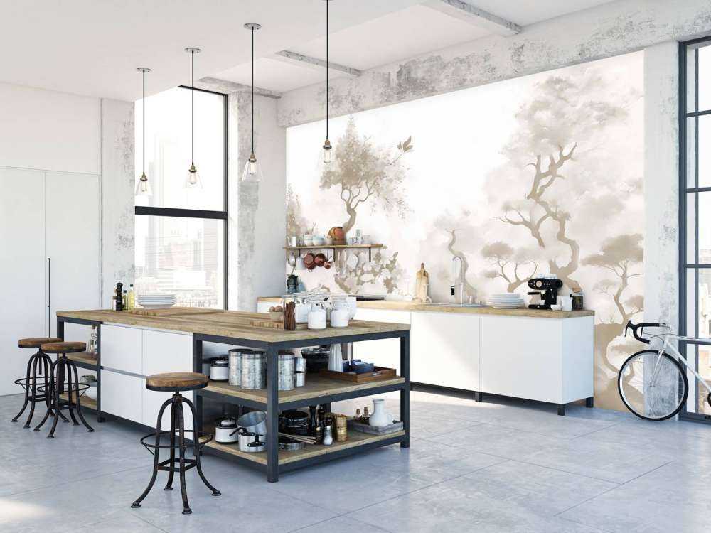 Arbres en fleurs gris