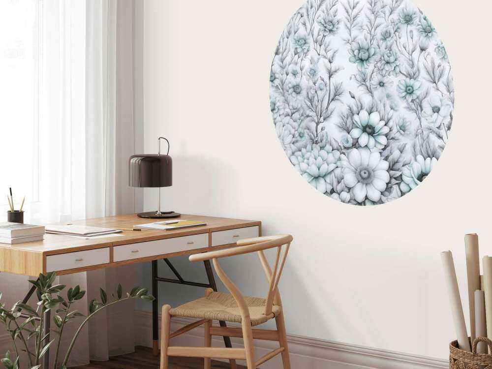 Mur floral romantique - bleu