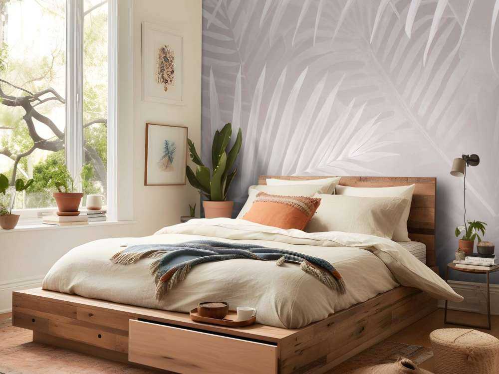 Feuilles de palmier brumeuses - rose