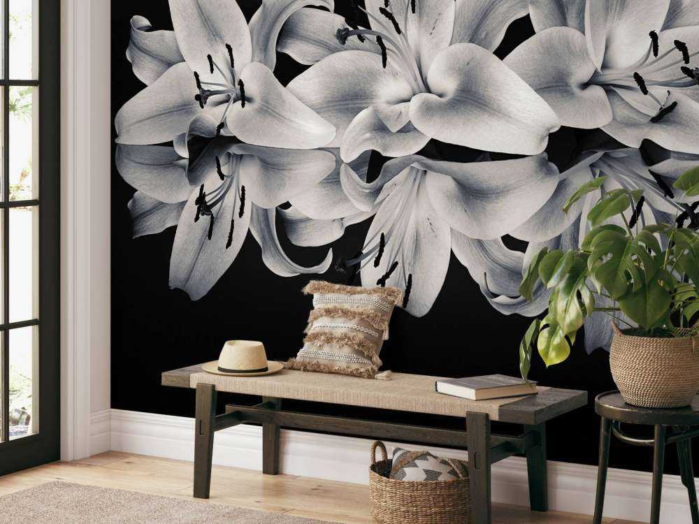 Fleurs en noir et blanc