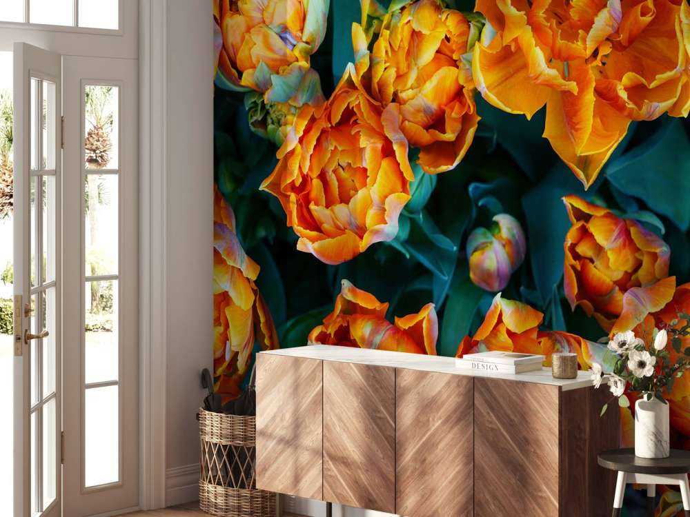 Gros plan sur des tulipes orange