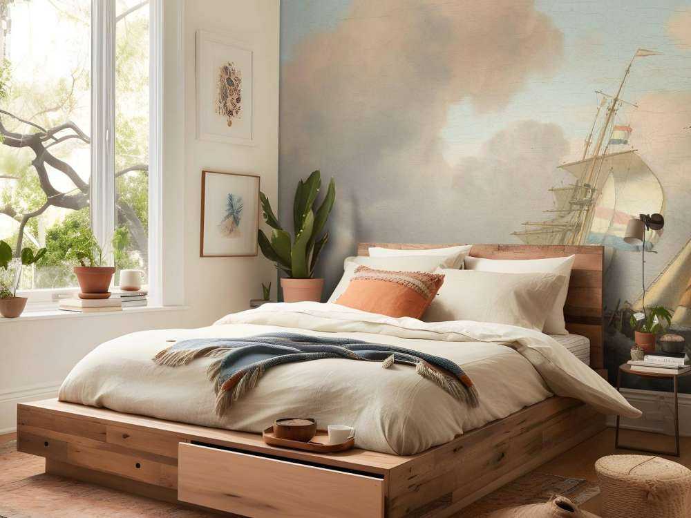 Mer rocailleuse avec des navires