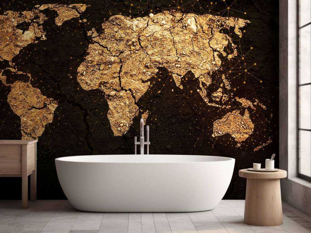 Carte du monde en or