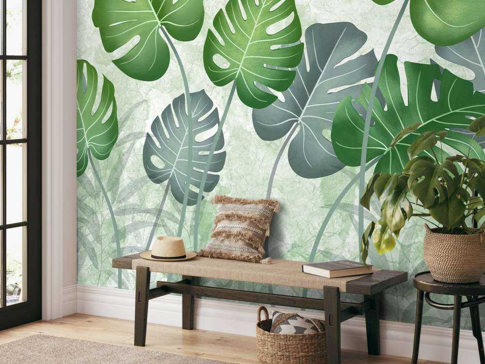 Feuilles sur du marbre