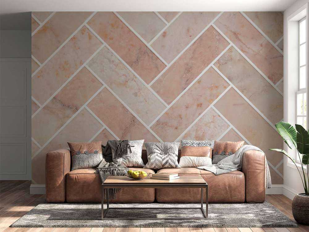 Marbre rose à chevrons
