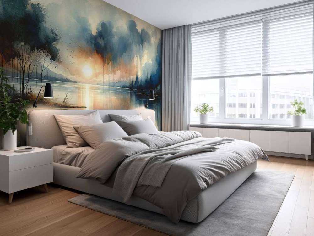 Lac abstrait à l'aquarelle