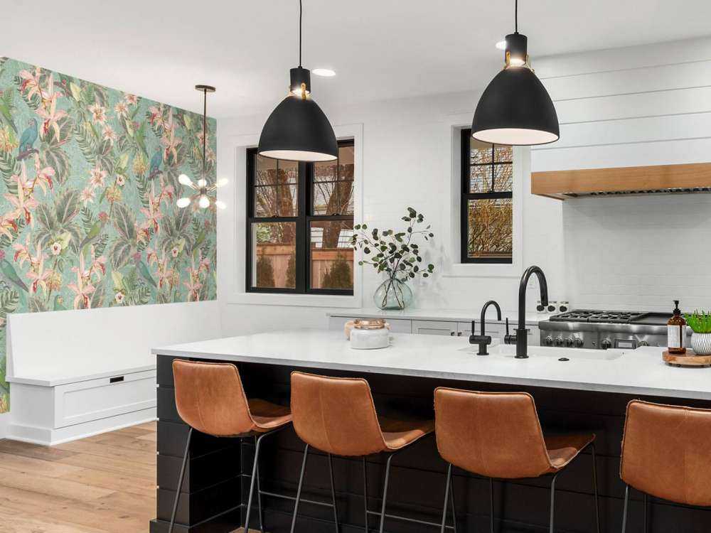 Oiseaux et perroquets de la jungle tropicale - vert menthe