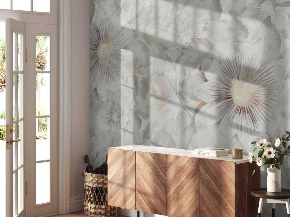 Élégance Botanique Aquarelle Gris Brumeux