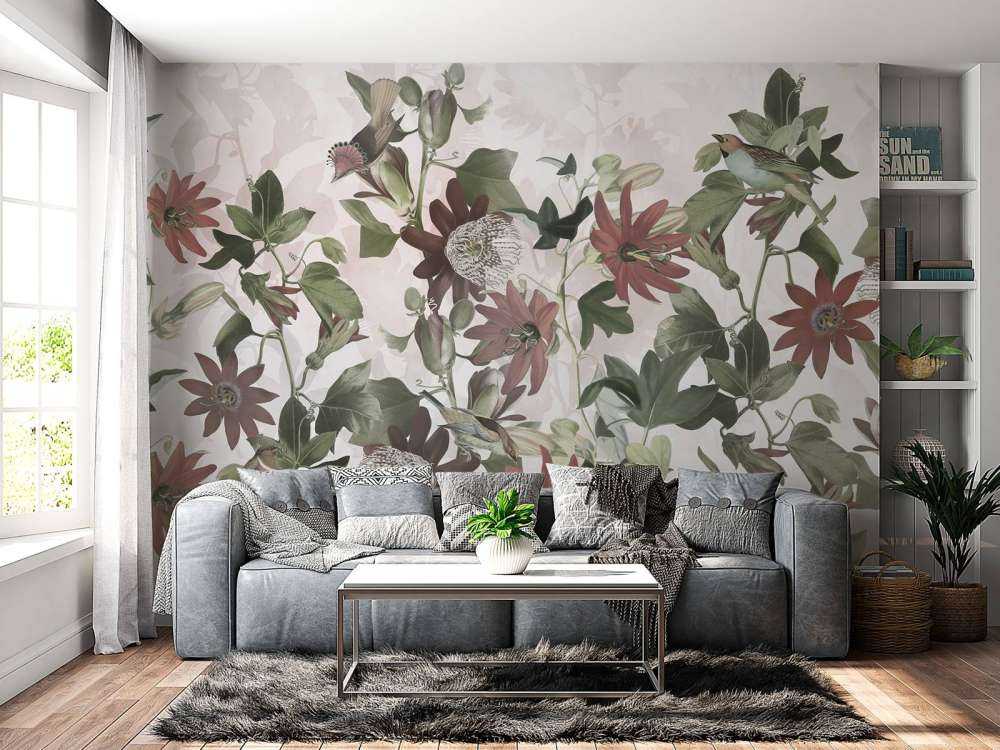 Sept oiseaux dans un feuillage enchanté - Jardin de rose