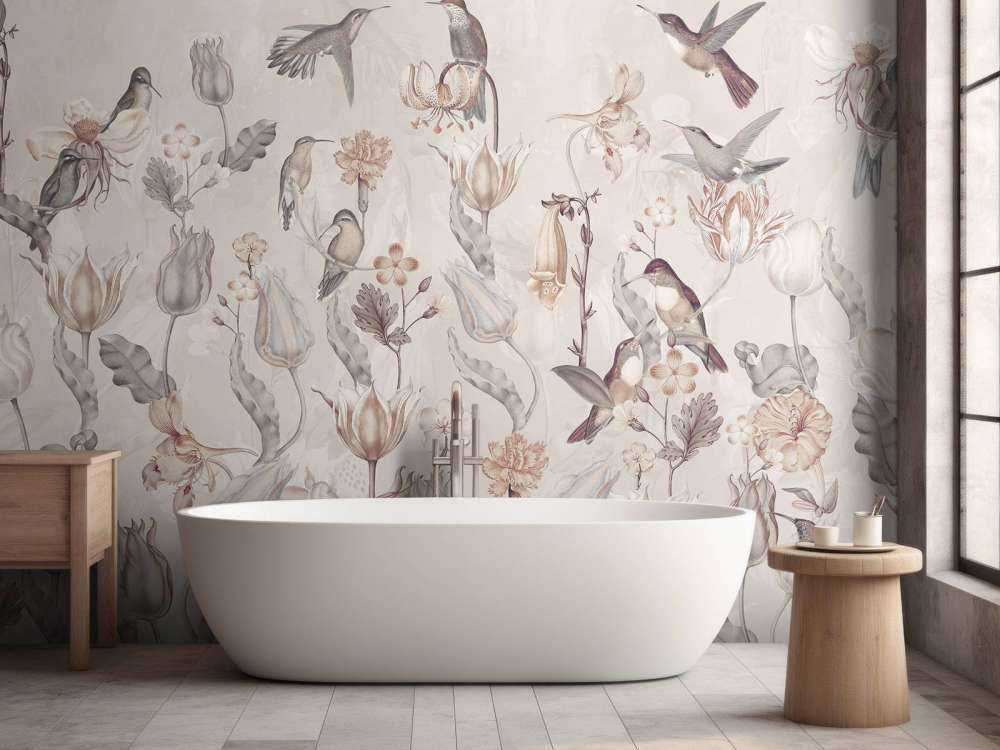 Symphonie des Colibris de Printemps - Fleur Sépia Vintage