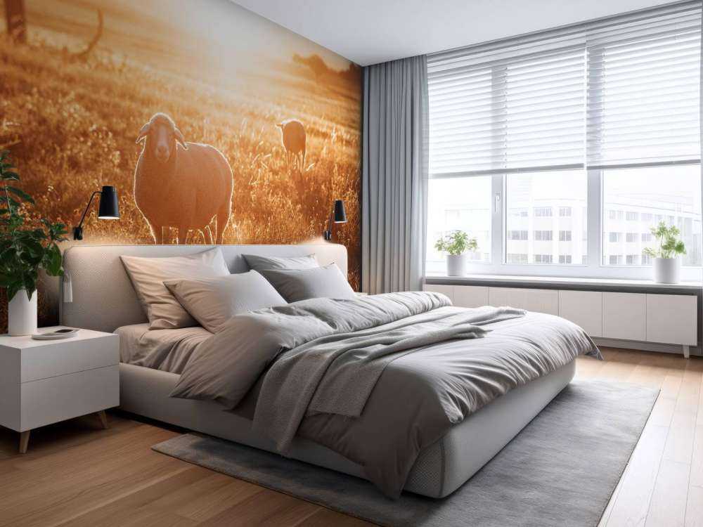 Moutons dans un beau pâturage