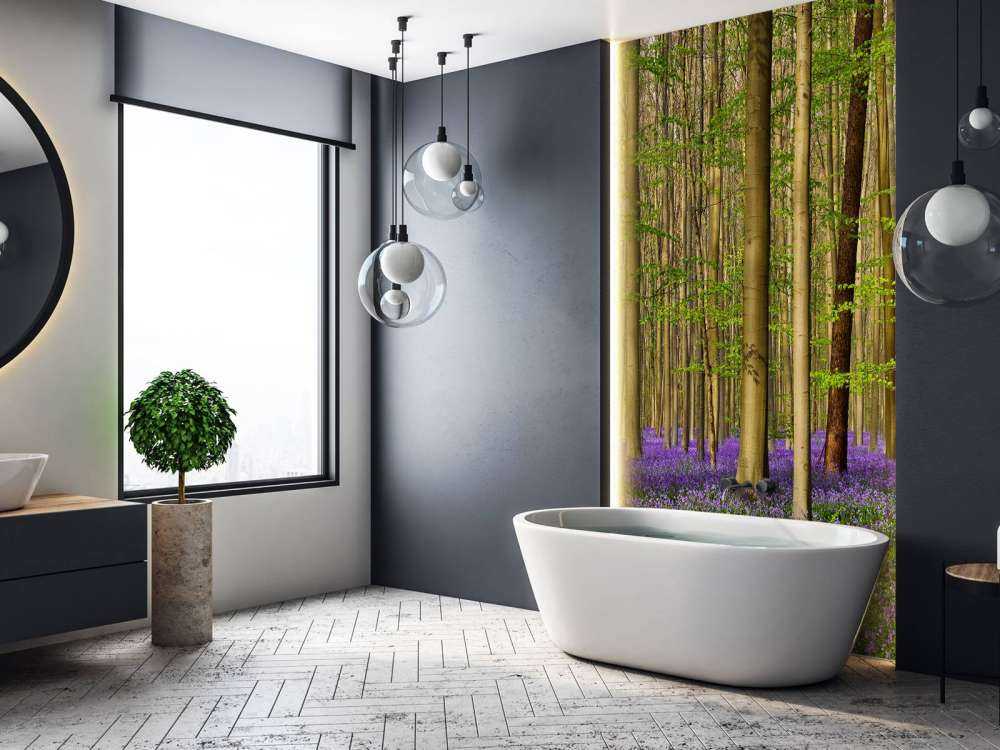 Forêt avec jacinthes des bois