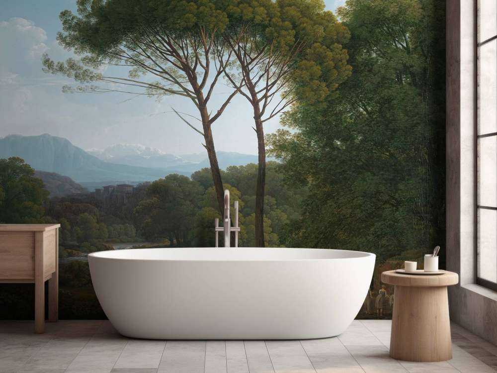 Paysage italien avec des pins