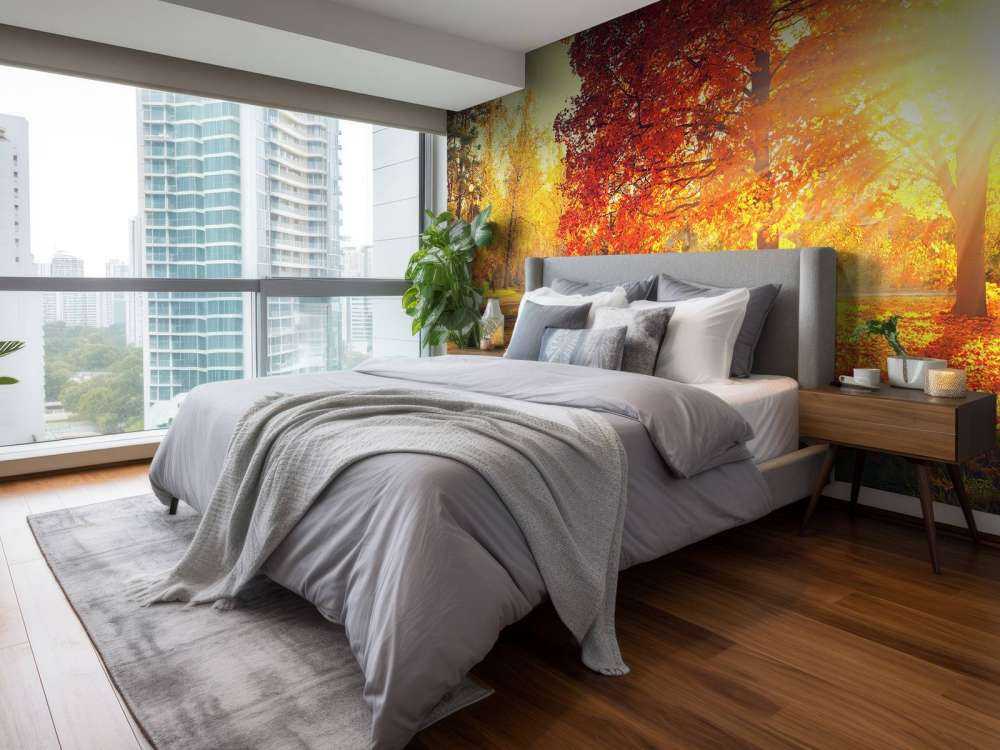 Arbres d'automne au soleil