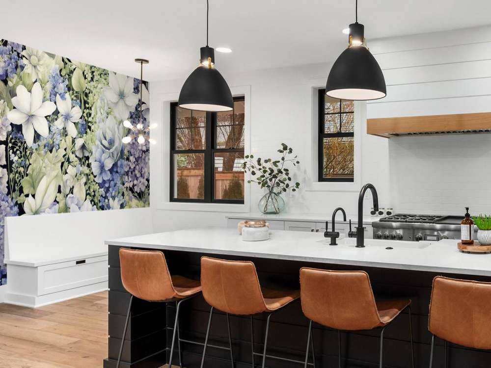 Festival de fleurs sans couture - bleu