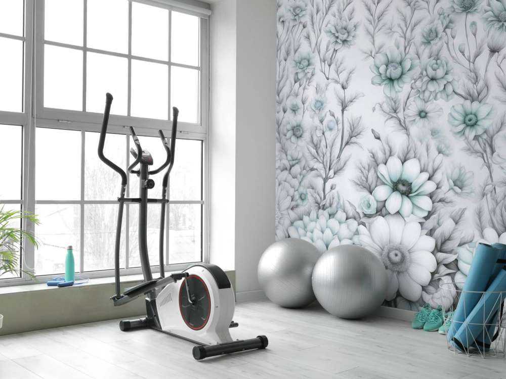 Mur floral romantique - bleu