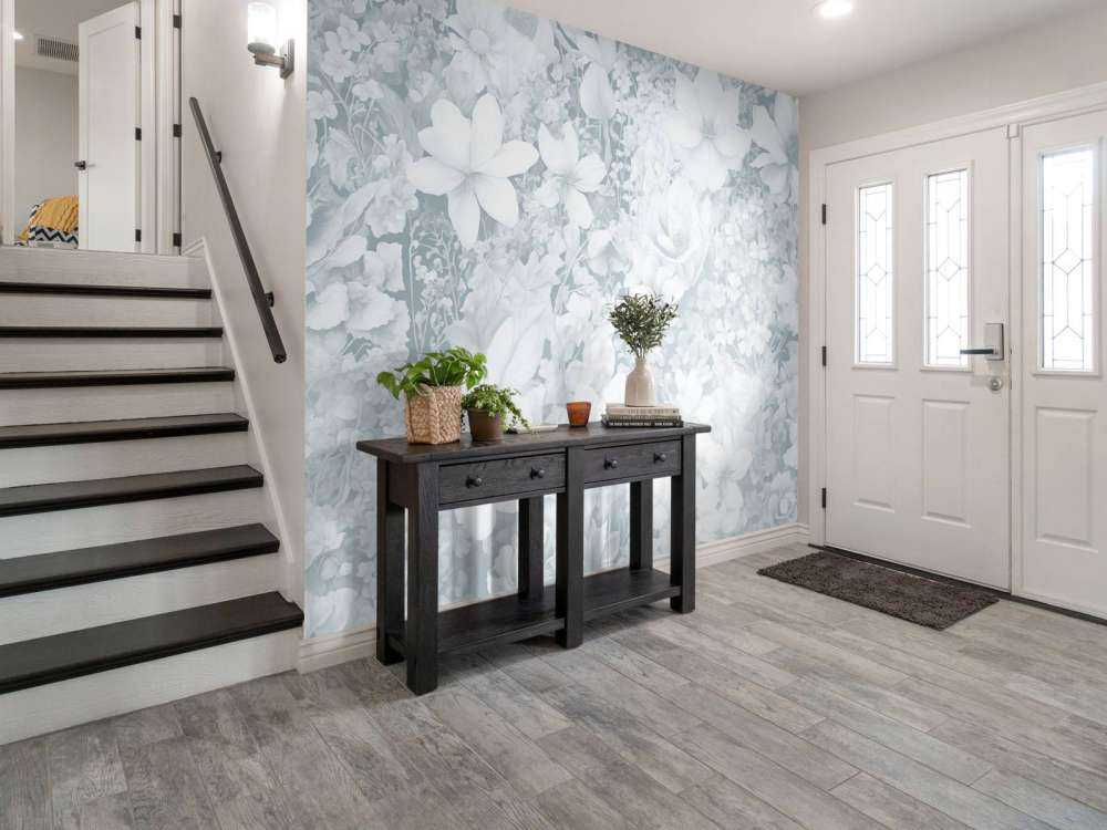 Festival de fleurs sans couture - bleu ciel