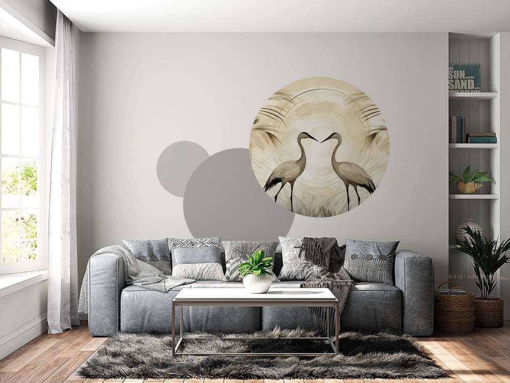 Grues au coucher du soleil taupe