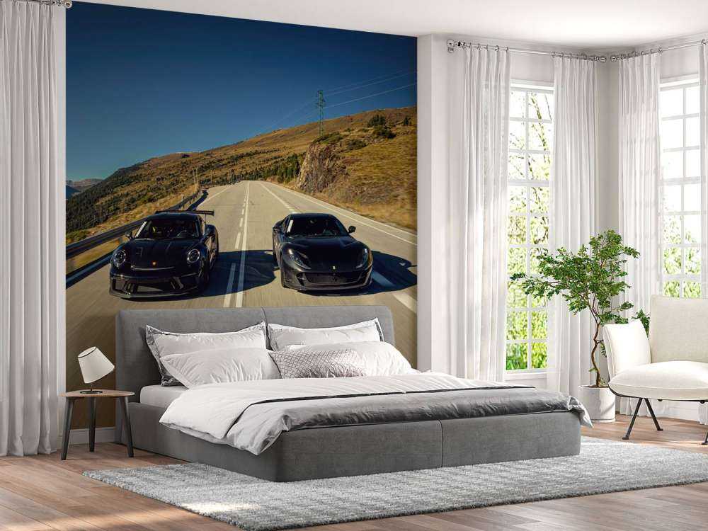 Supercars noires dans les montagnes