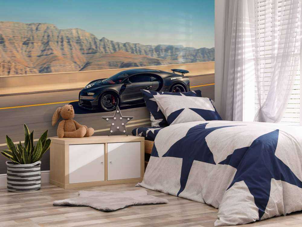 Hypercar contre paysage montagneux