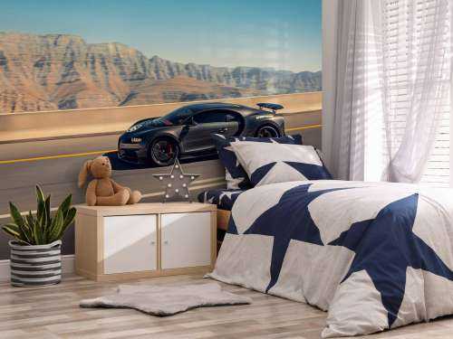Hypercar contre paysage montagneux