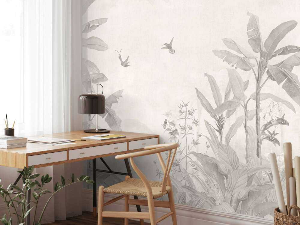 Jungle tropicale avec des colibris.