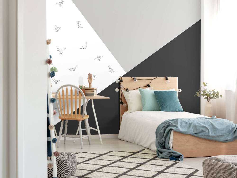 Triangles noirs et blancs avec des dinosaures