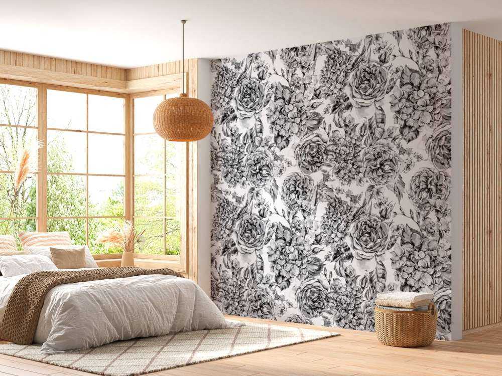 Jardin de Fleurs Noir et Blanc