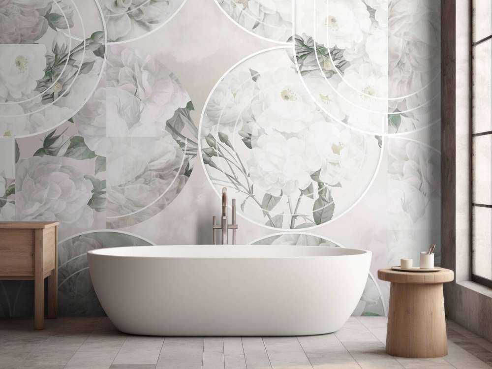 Élégance florale intemporelle - Blanc doux