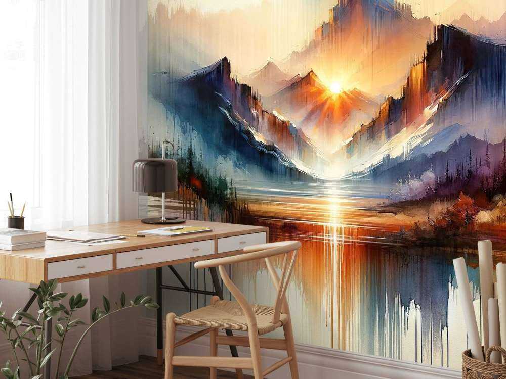 Paysage de montagnes abstraites à l'aquarelle
