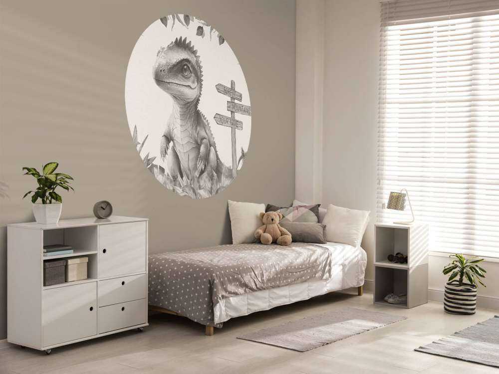 Bébé spinosaure dans la jungle beige