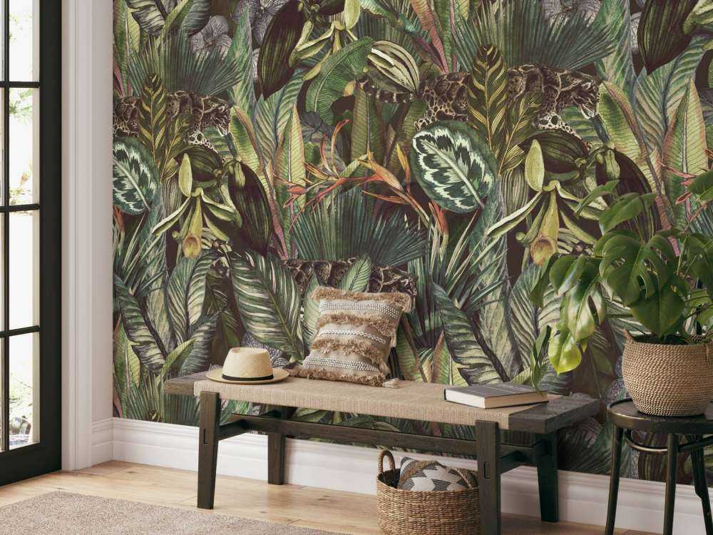 Léopard entre les feuilles