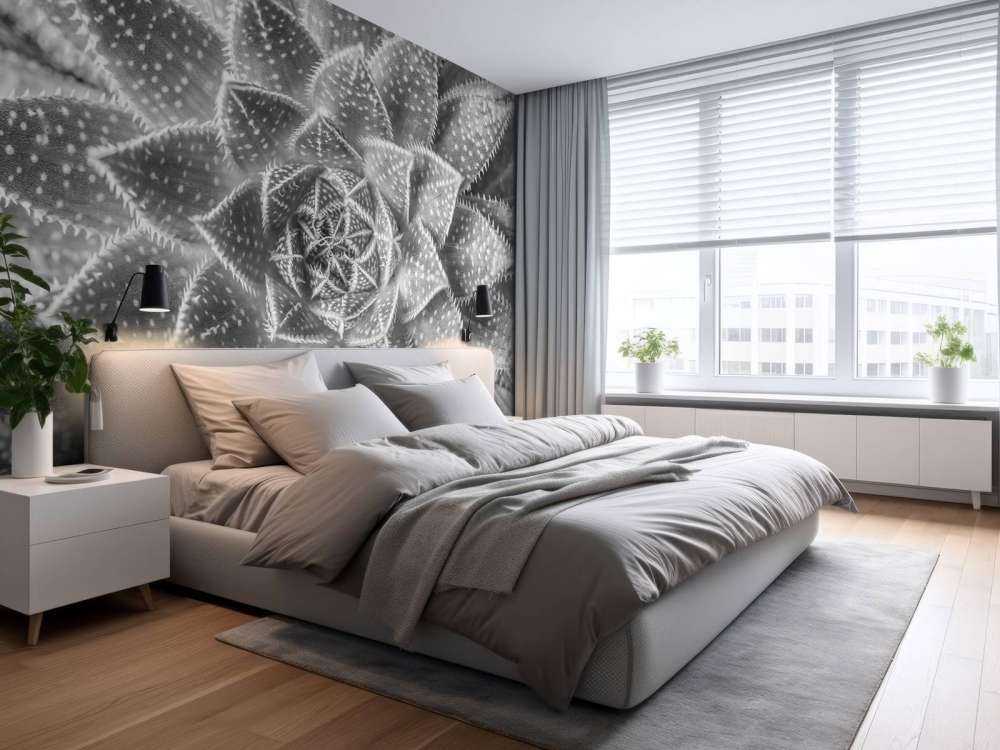 Succulente en noir et blanc