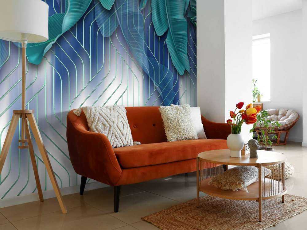 Feuilles vertes et lignes vertes graphiques