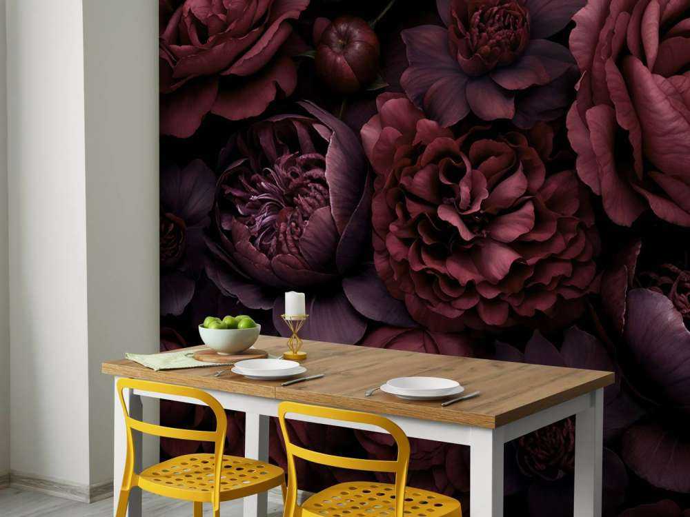 Victorian grandeur large flowers burgundy red