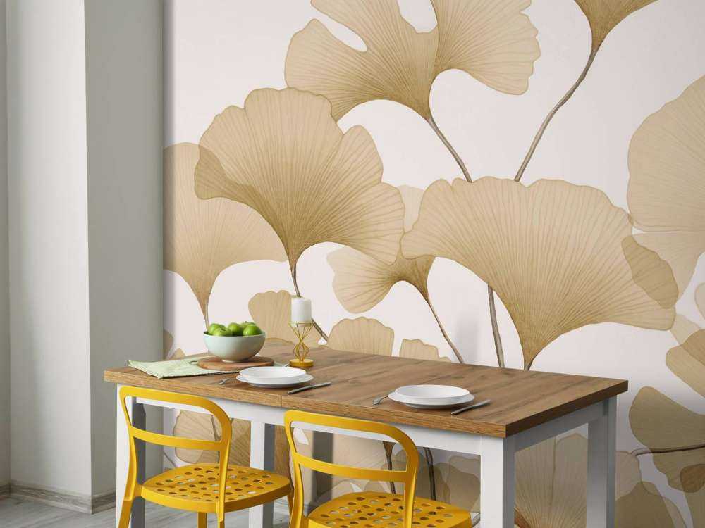 Tranquil gingko dreams soft beige