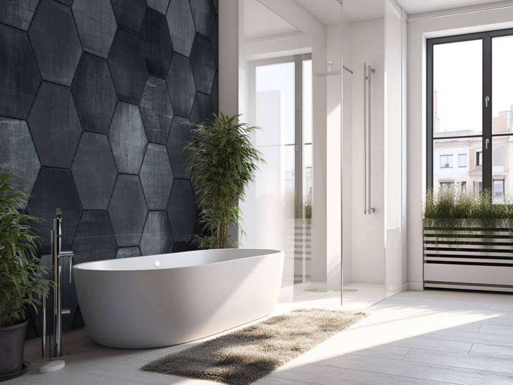 Hexagones en pierre grise