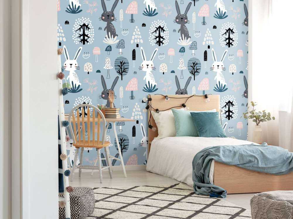 Motif de lapin bleu