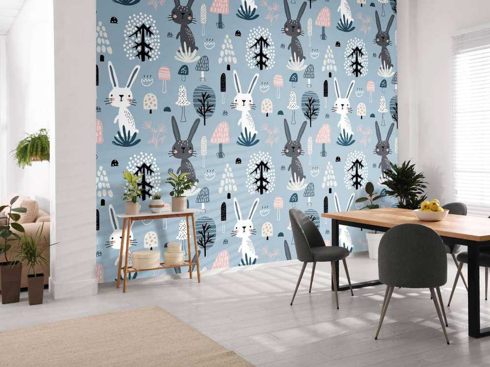 Motif de lapin bleu