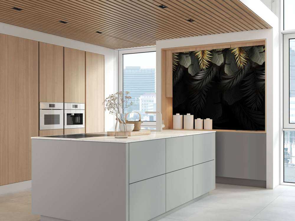 Feuilles sur fond sombre